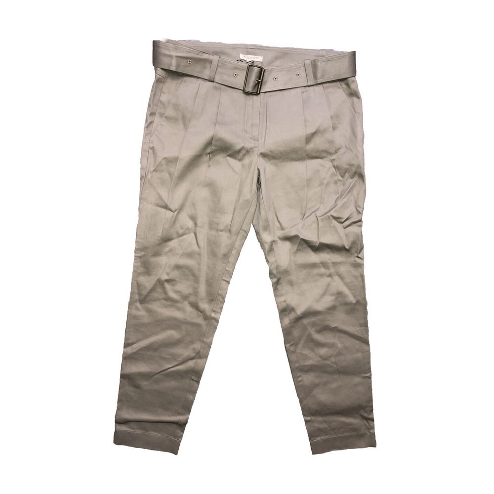 Burberry Brit Pants‎ Women's 6 Tan Belted Carrot Leg Stretch NEW